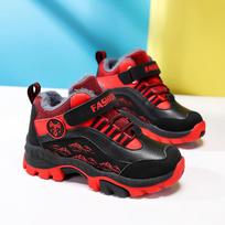 Winter Kid's Snow Boots with Plush Anti Slip Wolf Claws Hiking Cotton Shoes 31 juoda/raudona