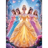 The Five Distinct style Disney Princesses with Their Pearls Embedded in The Paintings Are Perfect for Use As Home Decorations 35x45cm