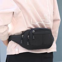 Men S Simple Fashion Waist Bag Casual Large Travel Motorcycle Fanny Pack juoda