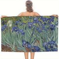 Van Gogh Iris Absorbent Beach Towel, Quick Dry for Travel Sports Spa Yoga Hotels Gyms W40*H60(CM)