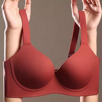 Red Seamless Push Up Bra with Wide Comfort Straps M raudona