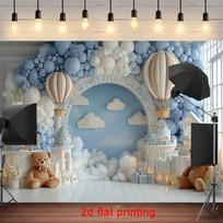 2D Teddy Bear Hot Air Balloon Backdrop for Newborn Photography 47.2x31.5inch/120*80cm