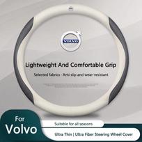 For Volvo XC60 XC70 XC90 S60 S80 S90 V40 V50 V60 V90 38cm  Carbon fiber Anti-slip Leather Car Steering Wheel Cover Accessories