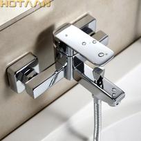 . Polished Chrome Finish New Wall Mounted Waterfall Bathroom Bathtub Handheld Shower Tap Mixer Faucet  YT-5326