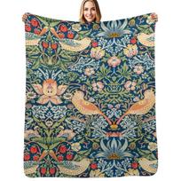 The strawberry thieves pattern Throw Blanket Soft Breathable Blanket for Night Sleeping Size: 75*100cm, Weight: 230 GSM