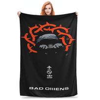 Flannel Throw Blanket Bad Omens Noah Flannel Rock Music Warm Plush Blankets Soft Bedding for Bed Living room Home Picnic Couch Size: 75*100cm, Weight: 230 GSM