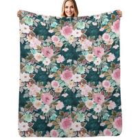 BANKED Lush Moody Floral Throw Blanket Stain Resistant Cozy Warm Blanket Size: 75*100cm, Weight: 230 GSM