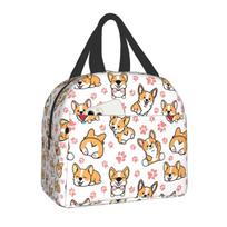 Cute Corgis Insulated Lunch Bags for School Work Picnic Food Leakproof Cooler Thermal Corgi Dog Paw Lunch Box For Women Kids One Size