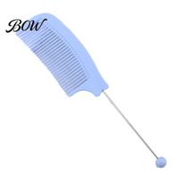Home Grooming Accessory DIY Beaded Hair Comb, Fine Teeth Styling Rat Tail Comb Plastic Detangling with Blank Bar, for Men Women Stylist C