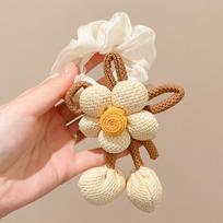 Cute Flower Hair Band Ponytail Hair Bun Hair Ring New Style Hair Tie for Scalp smėlis