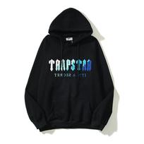 American niche rap trendy brand Trapstar blue and white towel embroidered fleece hooded sweater men's and women's casual hoodie L