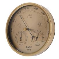 3 in 1 Barometer Hygrometer Temperature Meter Wall Hanging Gold Dial Weather Forecast Station for Home and Office 130mm Aluminum alloy