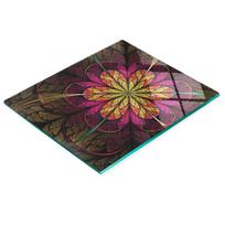 Glass Kitchen Cutting Board With Fractal Flower Graphic 60X52 Cm