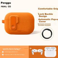 Penggu Compatible Apple AirPods Pro 3 Case Magnetic Auto-Open Noise-Cancelling Earbuds Protective Fuzzy Orange Cover
