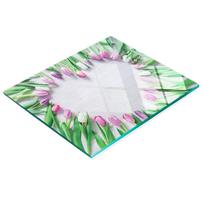 Decorative Glass Kitchen Cutting Board Tulips and Heart 60X52 Cm