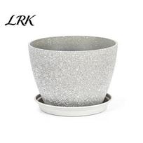 Pot with Tray for Soil Erosion Grey Flowerpot Saucer, Modern Planter Drainage Weather Resistant Garden Holes, Lightweight Plant Indoor Outdoor S šviesiai pilka spalva