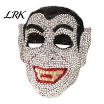 Sparkling Rhinestone Mask Halloween Skull Full Face Mask, Sparkly Masquerade Shiny Festival for Party, Adjustable Strap Cosplay Prop Women Men Undead gray