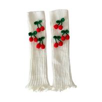 Ribbed Knitted Christmas Boot Cuffs Toppers Sweet Cute Cherry Bowknot Festival Leg Warmers Calf Socks for Cold Weather balta