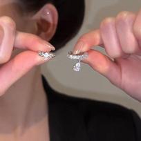 2Pcs Waterdrop Zircon Korean Ear Cuff Clip On Earrings for Women No Piercing C Shape Clip Ear Luxury Y2K Summer Jewelry Gifts