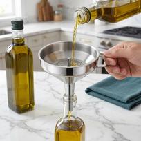 Stainless Funnel with Fine Mesh Filter for Kitchen Oil Straining and Canning One Size