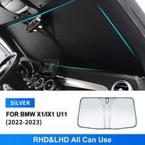 Foldable Sun Umbrella for BMW X1 U11 2022-2023 IX1 Front Windshield Sun Shade Portable Anti-UV silver sidabras