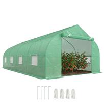 Greenhouse approx. 6 x 3 x 2 m Foil Greenhouse with Roll-Up Zipper Door 8 Mesh Windows Support Poles 595 x 300 x 200 cm žalia