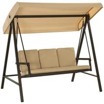 Hollywood Swing Garden Swing Swing Bench, adjustable sun canopy, 200 cm x 125 cm x 175 cm, Beige + Brown 200 x 125 x 175 cm smėlis