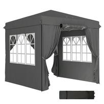 2.5 x 2.5 m Pop-Up Gazebo with Side Walls and Carry Bag, UPF50+ Height-Adjustable Garden Tent, Dark Grey 250 x 250 x 268 cm tamsiai pilka spalva