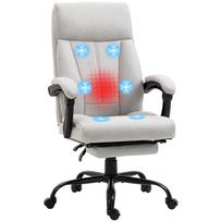Massage Office Chair, Office Chair Computer Chair, Lumbar Heating, Reclining Function, Light Gray 65 x 74 x 119 cm