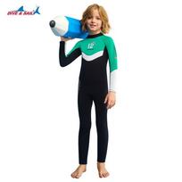 2.5mm Neoprene Full Wetsuit Scuba Diving Snorkeling Surfing Sailing Men Kids Warm Water Sports Gear Small augalų žalia