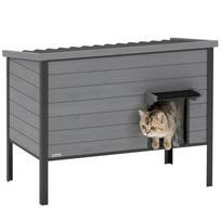 Atsparus oro sąlygoms kačių namelis su atidaromu stogu, išimamu dugnu, įėjimu, 1-2 katėms iki 12 kg, 85x55x70 cm, šviesiai pilkos spalvos 85 x 55 x 70 cm šviesiai pilka spalva