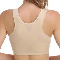 Wind Large Size No Steel Rim Bra Underwear Women's Lace Transparent Thin Bra Front Buckle Bra S smėlis