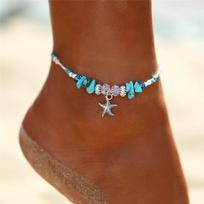 Starfish Pendant Anklets For Women Stone Beads Shell Anklet Bohemian Bracelets On Leg Ocean Jewelry AVE