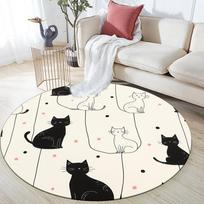 Cat  Round Area Rug,Carpet Rug for Living Room Bedroom Sofa Playroom Decor,Non-slip Floor Mat 80cmx80cm