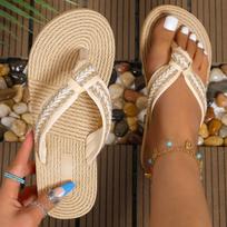 Slippers Women Size 6 Ladies Shoes Platform Flip Flops Fashion Flip Flops Beach Slippers Bohemian Sandals Chaussures Femmes 41 smėlis