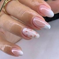 24 Pcs False Nail Short Almond With Elegant Glitters Flower Designs Stick on Nail Manicure For Parties And Weddings 1