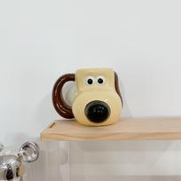 Hand-Painted Cute Palm Dog Ceramic Mug – Large Capacity for Kids' Breakfast 401-500ml