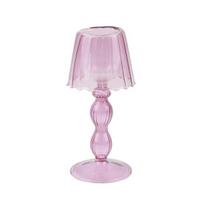 Candle Stand Table Lamp Design Stable Base Glass Striped Table Lamp Candle Holder Home Decoration Household rožinė