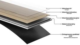 Mexen Grey Leaf vinilo plokštės 610 x 305 mm SPC 6,5 mm, IXPE 1,5 mm pagrindas, 4 V-fuga, skalūnas