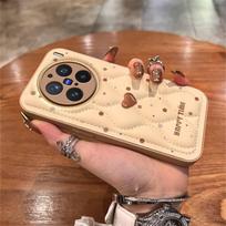 Silicone Phone Case Vivo X200 Pro X100 X90 With Lanyard Happy Brown Polka Dot Full Cover Shockproof vivo X200