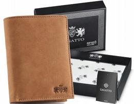 Zagatto portfel męski skórzany brązowy rfid secure model: zg n4 f10