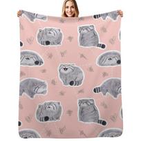 Pudgy Pallas' Cats Throw Blanket Soft Sherpa Fleece Warm Blanket for Winter Size: 75*100cm, Weight: 230 GSM gray
