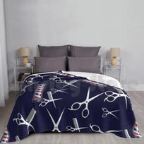 Barber Shop Pattern Hair Stylist Fashion Blanket For Sofa Bed Travel Barber Birthday Barber Barber Inspired Size: 75*100cm, Weight: 230 GSM