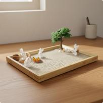 Sand Tray Decor Compact Hare Animal Table Tabletop Decoration Miniature Desk Landscape for 28-19-2-8cm Rabbit