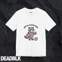 Raccoon Soccer Fan USA T-Shirt | World Cup Match Day, National Colors M