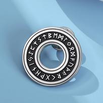 Dawapara Futhark Runes Circle Brooch Pins Norse Mythology Protection Amuulet Norse Jewelry Stainless Steel Accessories