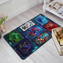Cybernetic Fish Showcase Pattern Rug Floor Mat for Living Room or Bedroom Soft and Comfortable Carpet a Gift for Birthday and Holiday. 40x60cm( 15x23in ) įvairiaspalvis