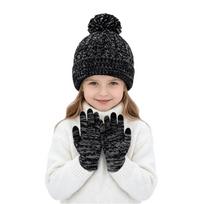 2Pcs/Set Plush Lining Knitted Hats Gloves Winter Bonnet Gloves Kits Children Hat Gloves Set  Kids