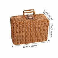 Handwoven Woven Picnic Box With Ring Shaped Handle Rattan Storage Box Picnic Basket  Home Storage S ruda