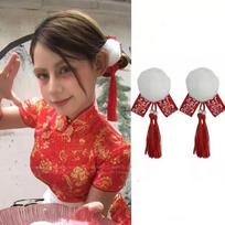 Barrettes Chun-Li Hair Bun Clip Cloth Chinese Style Hairpin Sweet Cosplay Headwear  Party style2